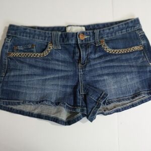 Maurices Blue Jean Shorts with Tan Stitching
